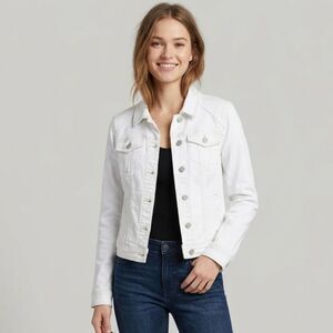ANTHROPOLOGIE PILCRO Winter White Classic Jean Jacket Small